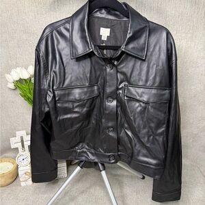NWT A New Day Black Faux Leather Jacket XXL